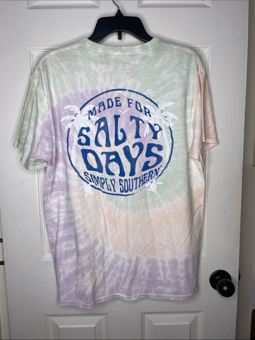 Simply Southern Salty Days Tie-Dye Short Sleeve T-Shirt - Pastel. Size L